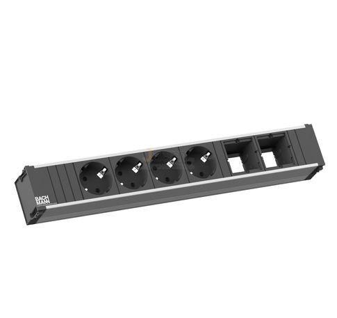 Кабинет руководителя Розеточный блок 4+2 Черный/алюм. CONI LARGE 912.007